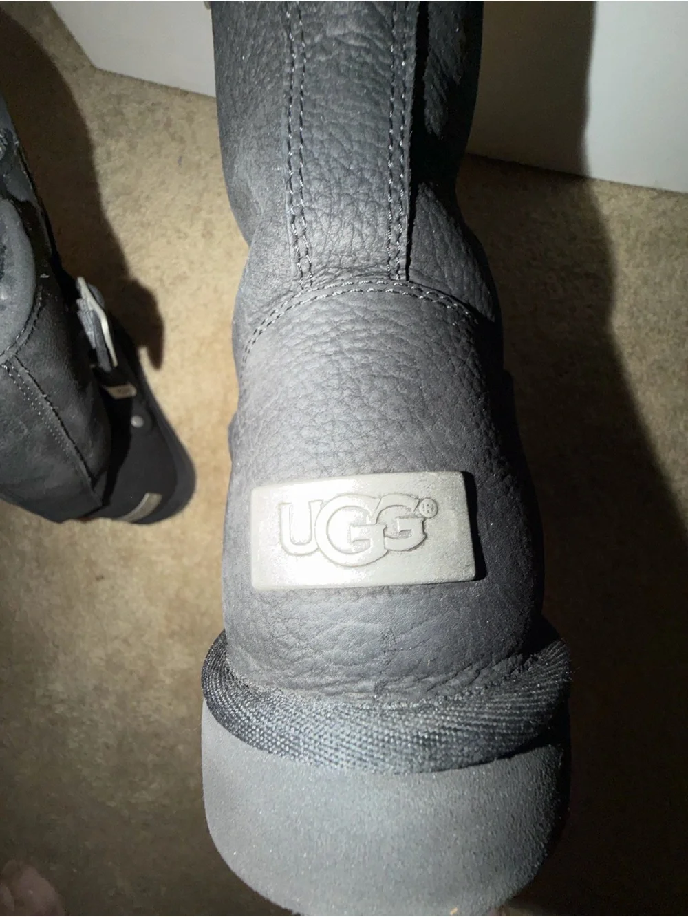 UGG Sutter Black Leather Buckle Moto Winter Boots Women’s 11
